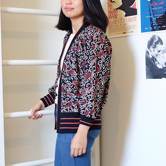 Vintage Black Red Open Cardigan Kimono - Picture 4 of 8